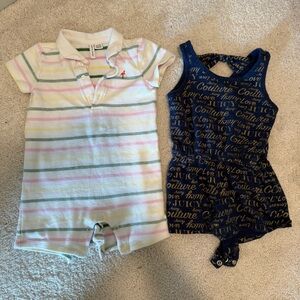 Janie and Jack and Juicy Couture Toddler Girl Rompers 12-18 Months Lot of 2